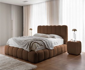 FURNISTAR Łóżko tapicerowane CHLOE z pojemnikiem 180x200|Łóżko dwuosobowe z pojemnikiem i stelażem|Wygląd boxspring|bez materaca|do sypialni-brązowy