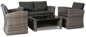 Zestaw Mebli Ogrodowych DOVER Szary Sofa Fotele Stolik Tarasowy Technorattan Nowoczesny