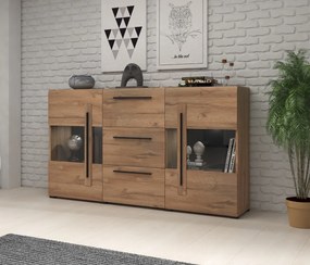Komoda przeszklona TULSA 2D3S 180 dąb HELVETIA