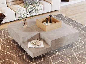 Stolik kawowy w kształcie kwadratu z wyjmowanym schowkiem - Jasnoszary