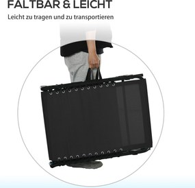 Outsunny Leżak Składany Ogrodowy Czarny Stal i Tkanina Siatkowa 4 Stopnie Regulacji Oparcia 197x58x76cm | Aosom PL