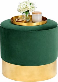 Welurowa pufa tapicerowana w stylu glamour butelkowa zieleń F0-L15