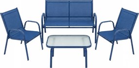 Zestaw mebli ogrodowych Boston 025 - sofa 2-osobowa, 2 fotele, stolik, kolor granatowy