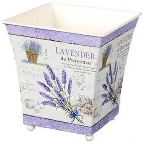 Osłonka blaszana na doniczkę Lawenda, 12 x 13 x 12 cm