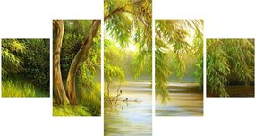 Obraz - Wierzba nad jeziorem, obraz olejny (125x70 cm)