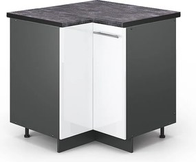 Szafka narożna biały wysoki połysk 80.5x60x82 fame-line