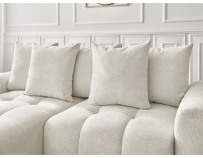 Biały rozkładany/ze schowkiem narożnik z tkaniny szenilowej (lewostronny/z szezlongiem) Roxelane – Bobochic Paris