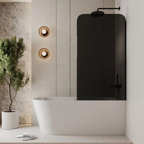 Parawan nawannowy prostokątny MOLIS Square Black szkło czarne | Różne rozmiary : Kolor profili kabiny - złoty, Rozmiar - 80x140 cm