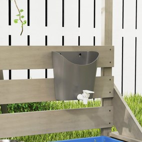 Outsunny Piaskownica Piracki Statek z Daszkiem i Zestawem Kuchennym dla Dzieci, Drewno, 180 x 103 x 144,5 cm, Szara