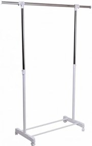 Biały regulowany wieszak na kółkach B5-T89