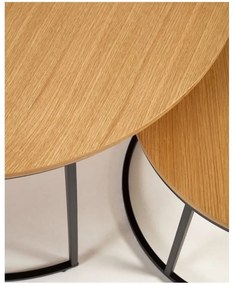 Okrągłe stoliki z blatem w dekorze dębu zestaw 2 szt. ø 80 cm Yona − Kave Home