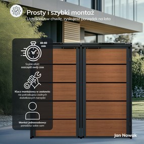 Zabudowa śmietnikowa 120L dwukomorowa, antracyt - orzech