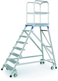 Mobilna aluminiowa drabina platformowa ze schodkami - 8 stopni, 1,92 m