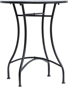 Outsunny Stół Ogrodowy Stolik z Mozaiką Balkonowy Okrągły Stal i Ceramika Niebieski Biały Ø60x71cm | Aosom PL