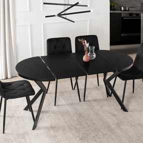 Stół Okrągły Rozkładany DORIAN 80-160 cm Czarny Nowoczesny Loft
