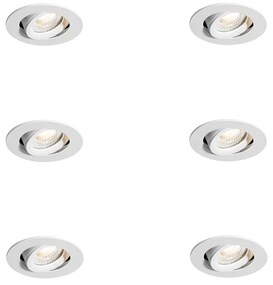 Set van 6 inbouwspots wit kantelbaar 6,5cm incl. LED IP54 ultra slim - Pupil Oswietlenie wewnetrzne