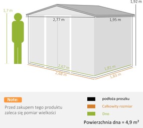 Outsunny Szopa Ogrodowa - Budynek Dla Narzędzi Ogrodowych 4x3, Trwały, Aosom PL