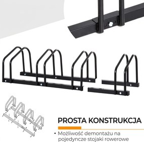 HOMCOM Stojak na 4 rowery Trwały i odporny na warunki atmosferyczne Montaż na ścianie lub podłodze Stal Srebrny 110x33x27cm | Aosom PL