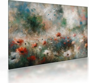 Obraz na szkle – Abstrakcja pola z makami (70x50 cm)
