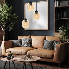 Lampa wisząca SOMBRA AMBER 3xE27, potrójna, 3 klosze, na kole