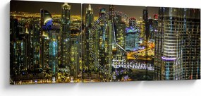 Obraz miasta nocą (z zegarem) (90x30 cm)