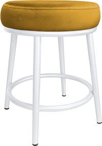 Taboret Ben tkanina Welur stelaż metalowy STOŁEK LOFT : Kolor Stelaża - Biały, Kolor tkaniny - VELVET - MG15, Typ tkaniny - Velvet