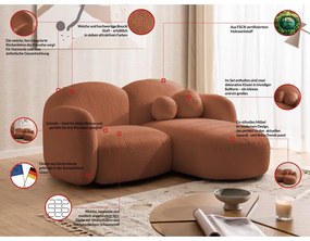 Narożnik z materiału bouclé (prawostronny/z szezlongiem) w kolorze terakoty Orbit – Ropez