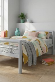 Szare metalowe łózko jednoosobowe 100x200 cm P6-C02