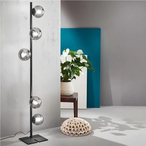 Ondaluce - Lampa stojąca MONILE 5xE14/10W/230V 170 cm czarna/przydymiona