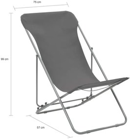 Komplet szarych krzeseł plażowych - Ansel