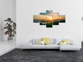 Obraz wschodu słońca nad morzem (125x70 cm)