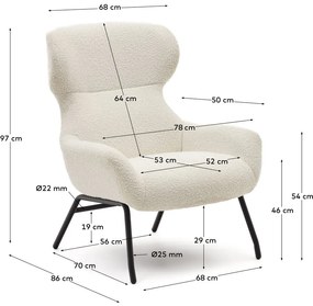 Kremowy fotel z materiału bouclé Belina – Kave Home