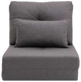 HOMCOM Materac składany 2 w 1 z poduszką wielofunkcyjny do spania ciemnoszary 60x80x56 cm | Aosom PL