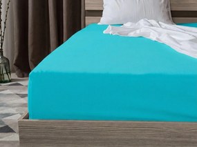 PrzytulneMieszkanie.pl Prześcieradło jersey HIGHFIT turkusowe 90 x 200 cm