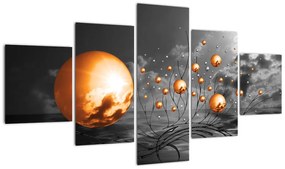Obraz pomarańczowych abstrakcyjnych kul (125x70 cm)