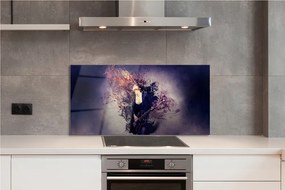 Panel szklany do Kuchni Kobieta Grająca na Gitarze
