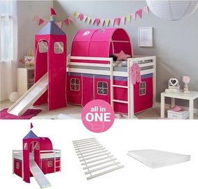 Łóżko piętrowe 90x200 cm różowe