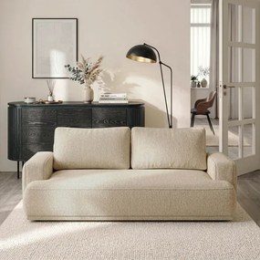 Sofa z Funkcją Spania CAMELIA Beżowa Boucle Nowoczesna