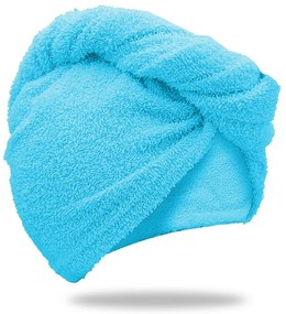 Szybkoschnący turban do włosów frotte turkusowy, 100% bawełna