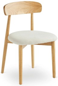 Krzesło Tapicerowane Drewniane ALVIN Dąb/Beż Nowoczesne