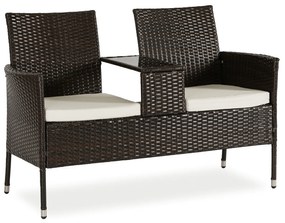 Sofa Ogrodowa Dwuosobowa ze Stolikiem KENT Technorattan Brązowa