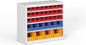 Regał z plastikowymi pojemnikami BASIC - 800 x 400 x 920 mm, 24xA, 6xB, 4xC