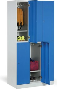 Szafka skrytkowa S1, 6 schowków, 1850 x 900 x 500 mm, zamek cylindryczny, drzwi niebieskie