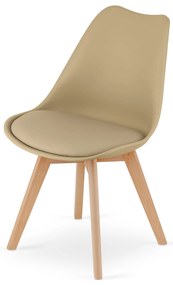 Beżowe krzesło BALI MARK z bukowymi nogami