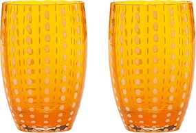 Szklanka Zafferano Perle Orange - dmuchane ustami kolorowe szkło, 32 cl, ręcznie robione - zestaw 2 kieliszków rzemieślniczych do wody lub koktajli