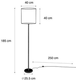 Lampa podłogowa mosiężna z welurowym abażurem zielonym 40cm - Simplo klasyczny/Antyczny Oswietlenie wewnetrzne