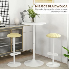 HOMCOM Okrągły stolik barowy biały stół kuchenny do salonu i jadalni stalowy Ø60 x 102 cm | Aosom PL