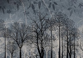 Fototapeta - Drzewa na niebieskim tle (196x136 cm)