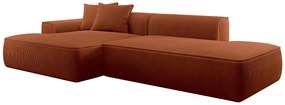 Kanapa narożna lewostronna welurowa w kolorze terakoty ERYNEL