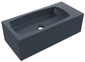 Umywalka betonowa wisząca / nablatowa prostokątna bez otworu na baterię 65 x 30 cm z półką ZALM | różne kolory : Kolor - Grafitowy, Typ montażu - nablatowa